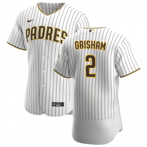 San Diego San Diego Padres #2 Trent Grisham Men's White Brown Home 2020 Authentic Player Jersey Men's