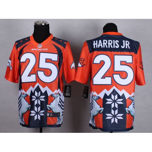 Denver Broncos #25 Chris Harris Jr Orange Men's Stitched Elite Noble Fashion Jersey Men's