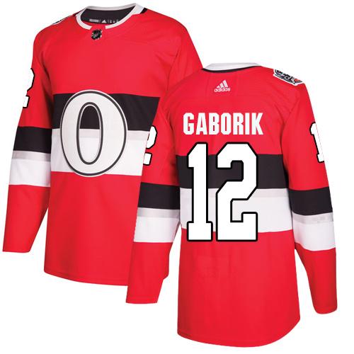 Adidas Ottawa Senators #12 Marian Gaborik Red Authentic 2017 100 Classic Stitched Jersey Men's