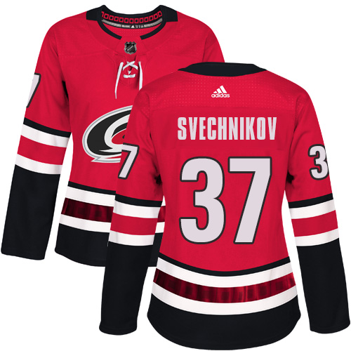 Adidas Carolina Hurricanes #37 Andrei Svechnikov Red Home Authentic Women's Stitched Jersey Womens