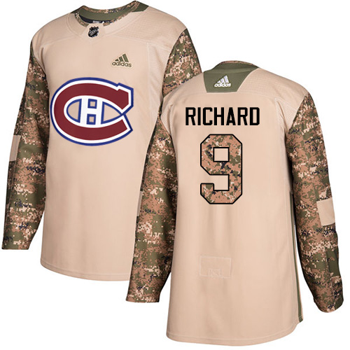 Adidas Montreal Canadiens #9 Maurice Richard Camo Authentic 2017 Veterans Day Stitched Jersey Men's