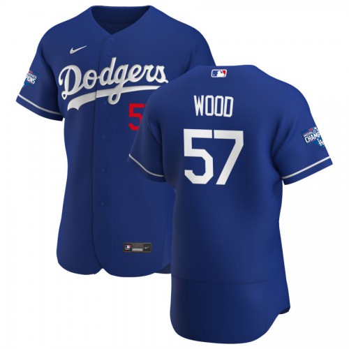 Los Angeles Los Angeles Dodgers #57 Alex Wood Men's Royal Alternate 2020 World Series Champions Authentic Player Jersey Men's