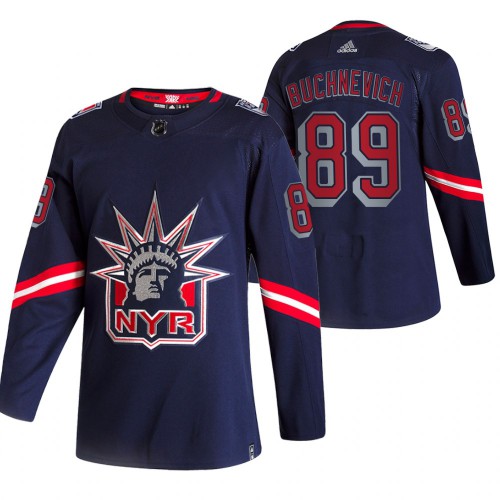 New York New York Rangers #89 Pavel Buchnevich Navy Men's Adidas 2020-21 Reverse Retro Alternate Jersey Men's
