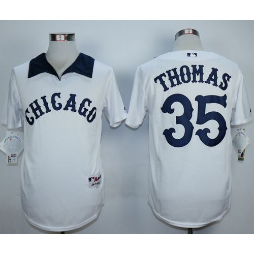 Chicago White Sox #35 Frank Thomas White 1976 Turn Back The Clock Stitched Jersey Men's