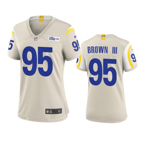 Los Angeles Los Angeles Rams #95 Bobby Brown III Women's Game Jersey - Bone Womens
