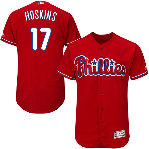 Philadelphia Phillies #17 Rhys Hoskins Red Flexbase Authentic Collection Stitched Jersey Men's