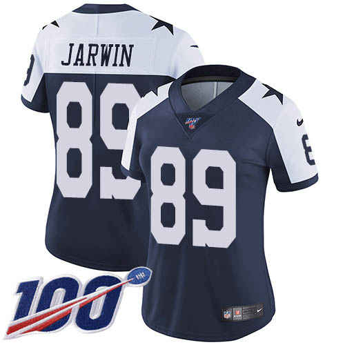 Dallas Cowboys #89 Blake Jarwin Navy Blue Thanksgiving Women's Stitched 100th Season Vapor Throwback Limited Jersey Womens