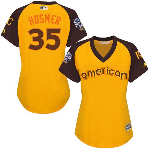 Kansas City Royals #35 Eric Hosmer Gold 2016 All-Star American League Women's Stitched Jersey Womens