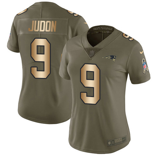Patriots #9 Matt Judon Olive/Gold Women's Stitched Limited 2017 Salute To Service Jersey