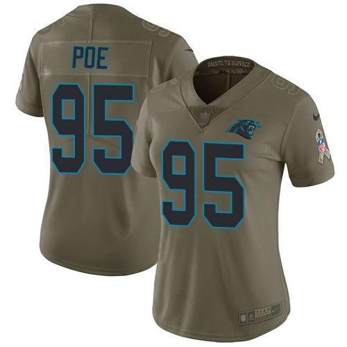 Carolina Panthers #95 Dontari Poe Olive Women's Stitched Limited 2017 Salute to Service Jersey Womens
