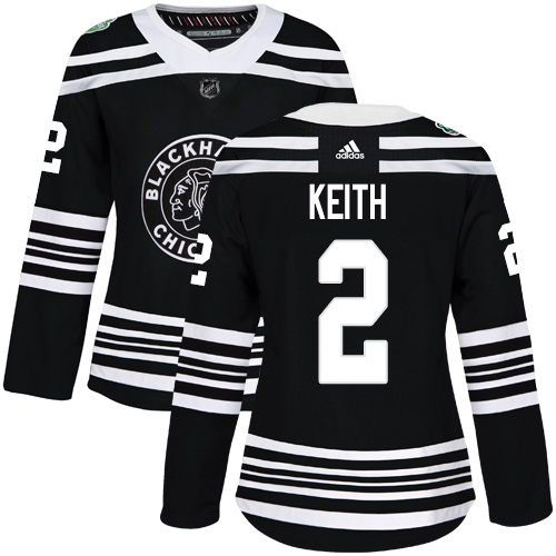 Adidas Chicago Blackhawks #2 Duncan Keith Black Authentic 2019 Winter Classic Women's Stitched Jersey Womens