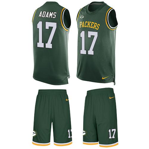 Packers #17 Davante Adams Green Team Color Men's Stitched Limited Tank Top Suit Jersey