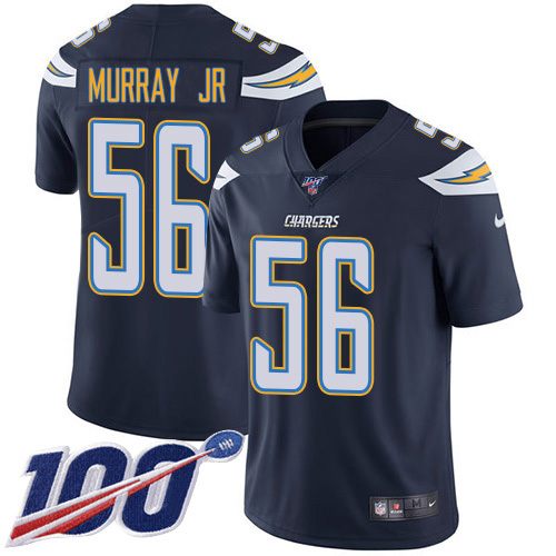 Los Angeles Chargers #56 Kenneth Murray Jr Navy Blue Team Color Men's Stitched 100th Season Vapor Untouchable Limited Jersey Men's