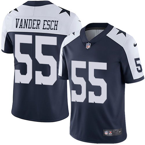 Cowboys #55 Leighton Vander Esch Navy Blue Thanksgiving Youth Stitched Vapor Untouchable Limited Throwback Jersey
