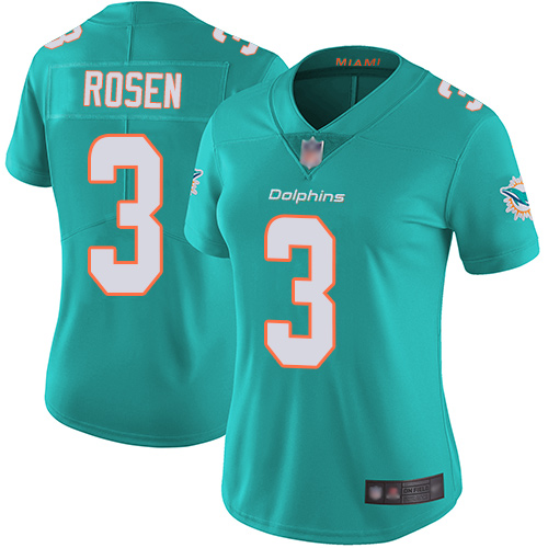 Miami Dolphins #3 Josh Rosen Aqua Green Team Color Women's Stitched Vapor Untouchable Limited Jersey Womens