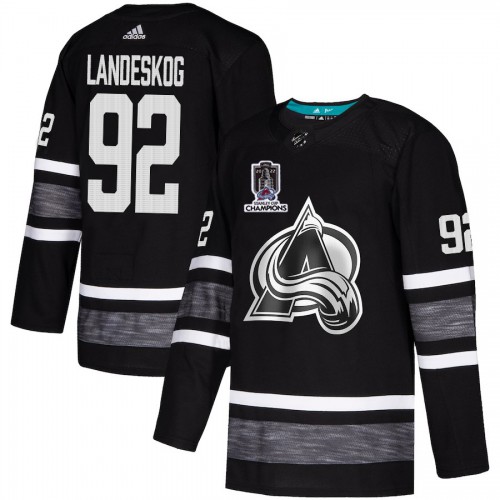 Adidas Colorado Avalanche #92 Gabriel Landeskog Black 2022 Stanley Cup Champions Authentic All-Star Stitched Jersey Men's