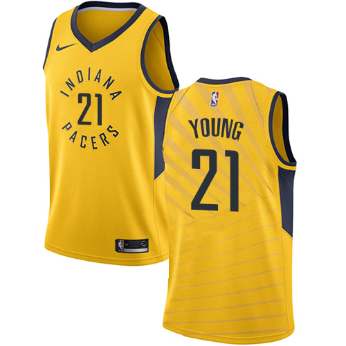 Indiana Pacers #21 Thaddeus Young Gold Swingman Statement Edition Jersey Mens