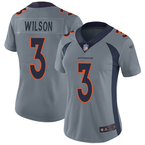 Broncos #3 Russell Wilson Gray Women's Stitched Limited Inverted Legend Jersey
