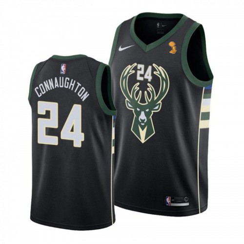 Milwaukee Bucks #24 Pat Connaughton 2021 Finals Champions Swingman Statement Edition Jersey Black Mens