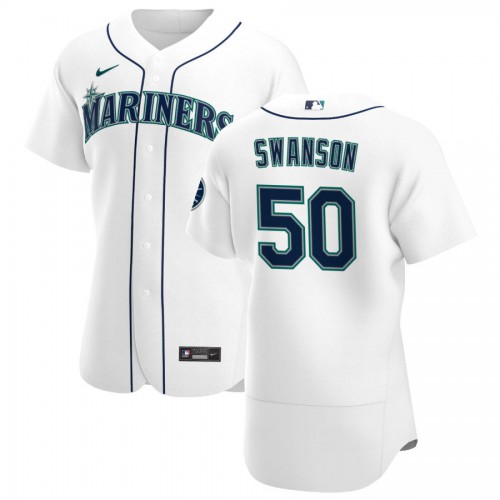 Seattle Seattle Mariners #50 Erik Swanson Men's White Home 2020 Authentic Player Jersey Men's