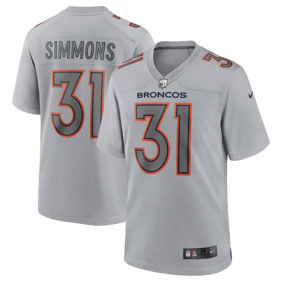 Denver Broncos #31 Justin Simmons Men's Gray Atmosphere Fashion Game Jersey