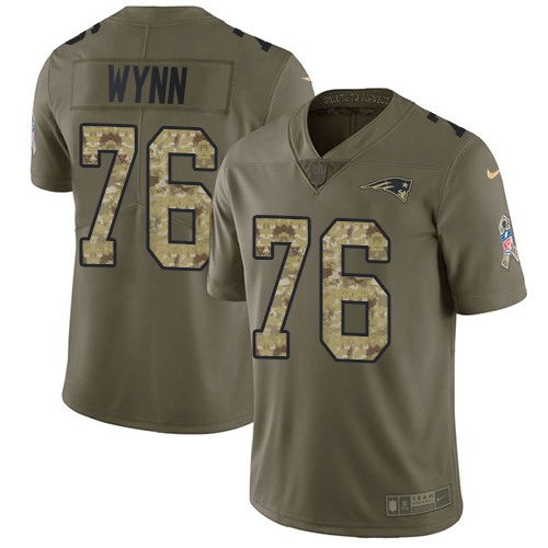 New England Patriots #76 Isaiah Wynn Olive/Camo Men's Stitched Limited 2017 Salute To Service Jersey Men's