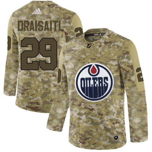 Adidas Edmonton Oilers #29 Leon Draisaitl Camo Authentic Stitched Jersey Men's