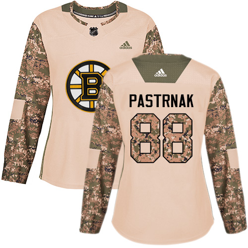 Adidas Boston Bruins #88 David Pastrnak Camo Authentic 2017 Veterans Day Women's Stitched Jersey Womens