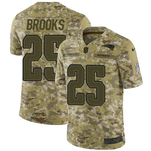 New England Patriots #25 Terrence Brooks Camo Youth Stitched Limited 2018 Salute to Service Jersey Youth