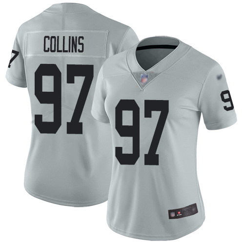Las Vegas Raiders #97 Maliek Collins Silver Women's Stitched Limited Inverted Legend Jersey Womens