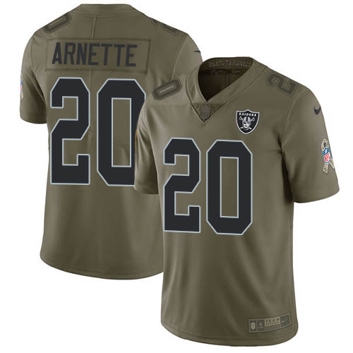 Las Vegas Raiders #20 Damon Arnette Olive Youth Stitched Limited 2017 Salute To Service Jersey Youth