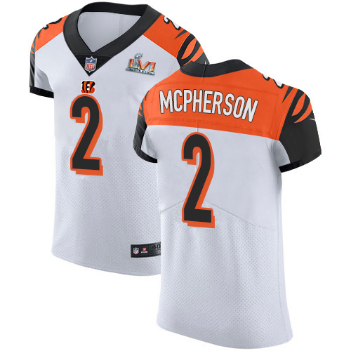 Bengals #2 Evan McPherson White Super Bowl LVI Patch Men's Stitched Vapor Untouchable Elite Jersey