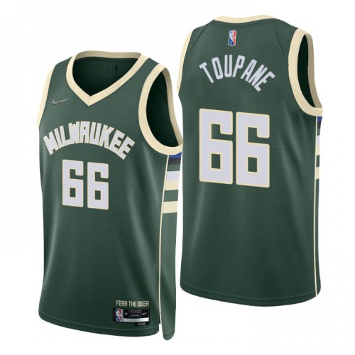 Milwaukee Bucks #66 Axel Toupane Green Mens 2021-22 75th Anniversary Diamond Swingman Jersey - Icon Edition Mens