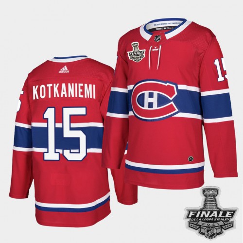 Adidas Montreal Canadiens #15 Jesperi Kotkaniemi Red Home Authentic 2021 Stanley Cup Final Patch Jersey Men's