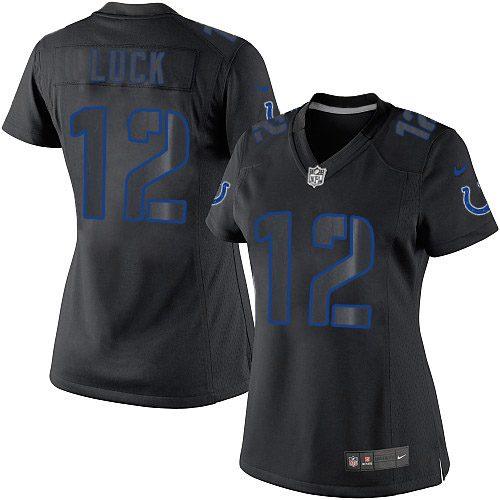 Indianapolis Colts #12 Andrew Luck Black Impact Women's Stitched Limited Jersey Womens