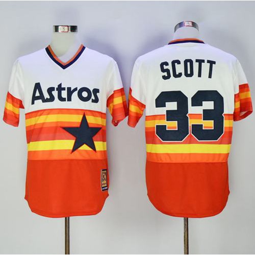 Houston Astros #33 Mike Scott White/Orange 1980 Turn Back The Clock Stitched Jersey Men's