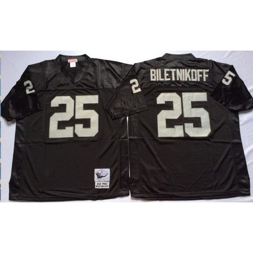 Mitchell And Ness Las Vegas Raiders #25 Fred Biletnikoff Black Throwback Stitched Jersey Men's