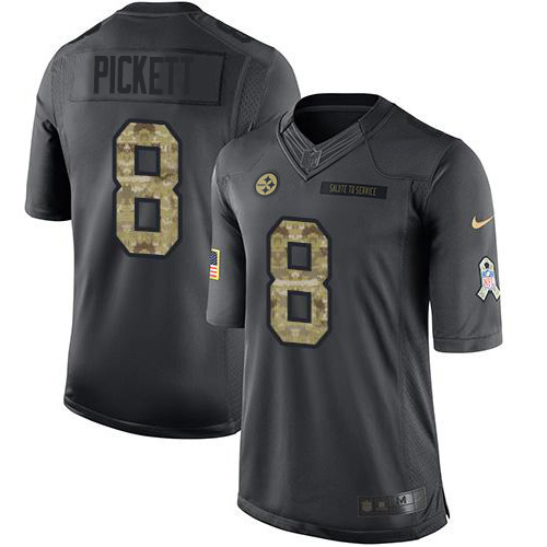 Steelers #8 Kenny Pickett Black Men's Stitched Limited 2016 Salute To Service Jersey