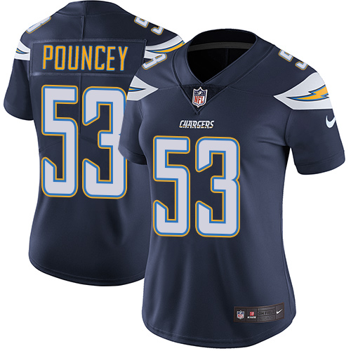 Los Angeles Chargers #53 Mike Pouncey Navy Blue Team Color Women's Stitched Vapor Untouchable Limited Jersey Womens