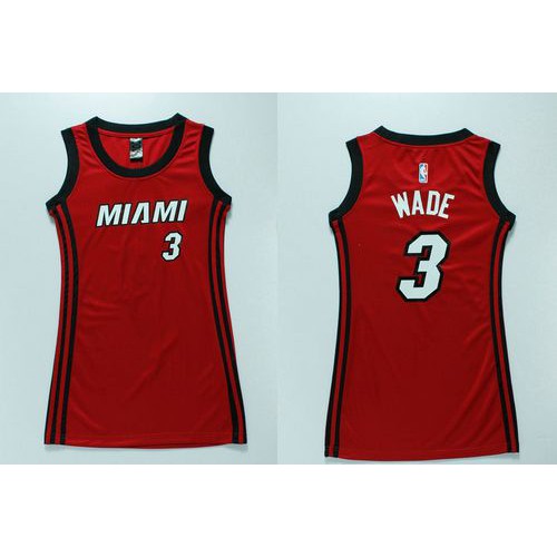 Miami Heat #3 Dwyane Wade Red Dress Womens Stitched Jersey Womens