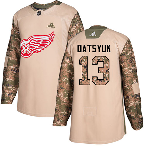 Adidas Detroit Red Wings #13 Pavel Datsyuk Camo Authentic 2017 Veterans Day Stitched Youth Jersey Youth
