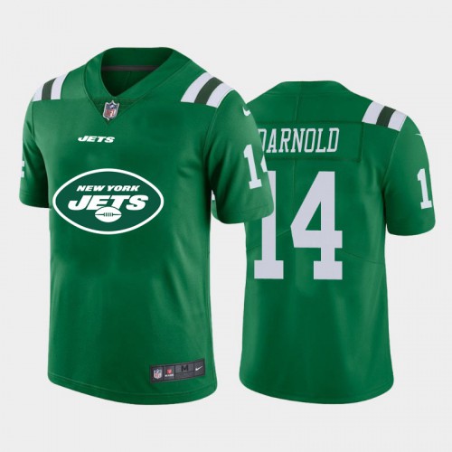 New York New York Jets #14 Sam Darnold Green Men's Big Team Logo Vapor Limited Jersey Men's