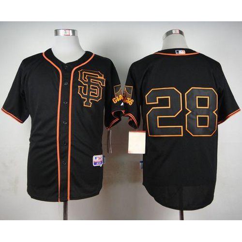 San Francisco Giants #28 Buster Posey Black Alternate Cool Base Stitched Jersey Men's