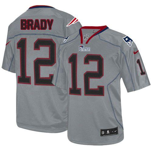 Patriots #12 Tom Brady Lights Out Grey Youth Stitched Elite Jersey