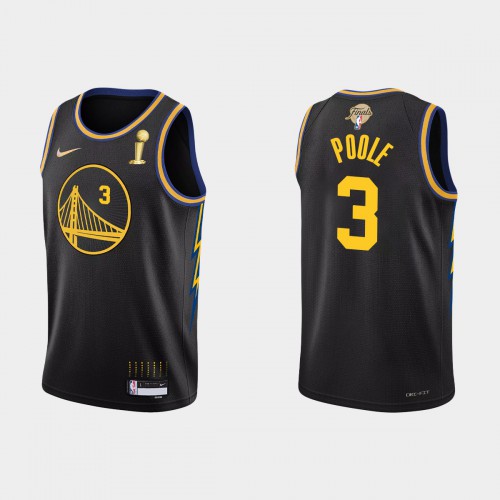 Golden State Golden State Warriors #3 ordan Poole Mens Black 2021-22 Finals Champions Swingman Jersey Mens