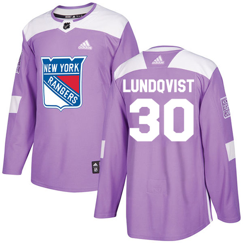 Adidas New York Rangers #30 Henrik Lundqvist Purple Authentic Fights Cancer Stitched Jersey Men's