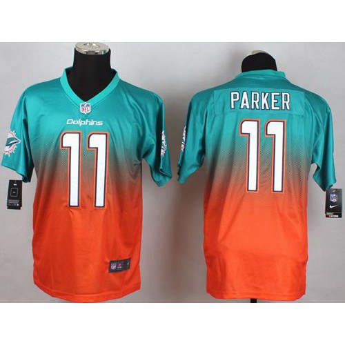 Miami Dolphins #11 DeVante Parker Aqua Green/Orange Men's Stitched Elite Fadeaway Fashion Jersey Men's