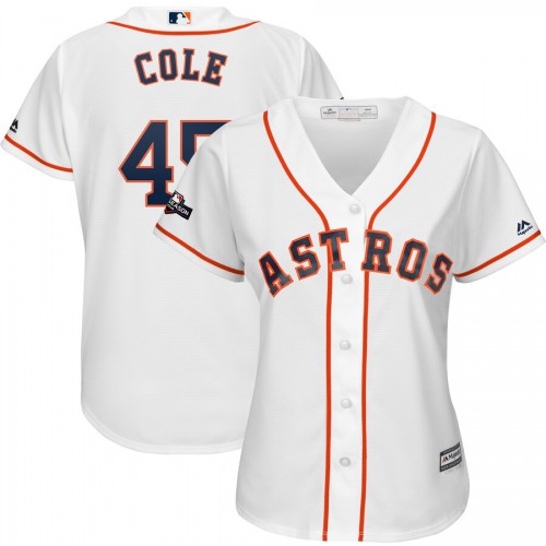 Houston Houston Astros #45 Gerrit Cole Majestic Women's 2019 Postseason Official Cool Base Player Jersey White Womens