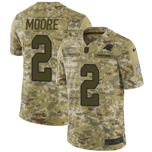 Panthers #2 DJ Moore Camo Men's Stitched Limited 2018 Salute To Service Jersey