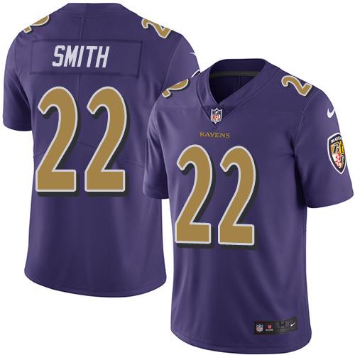 Baltimore Ravens #22 Jimmy Smith Purple Men's Stitched Limited Rush Jersey Men's